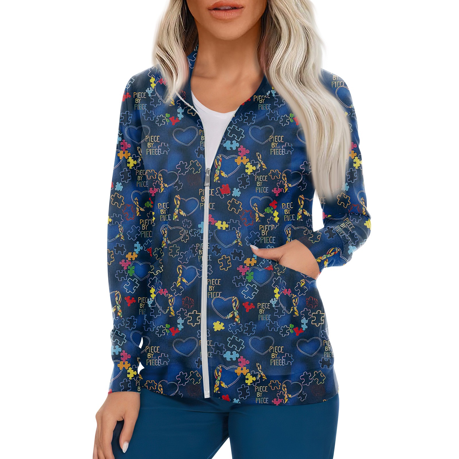 Scrub Womens Navy Zip Up Jacket